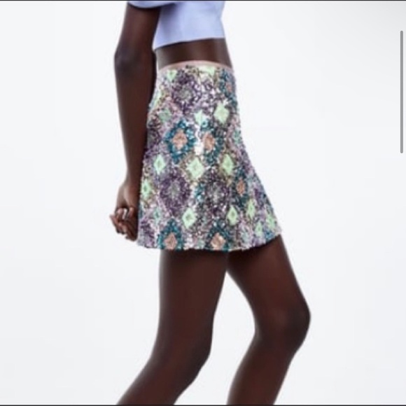 Zara Sequin Multi Color skirt - Picture 4 of 5